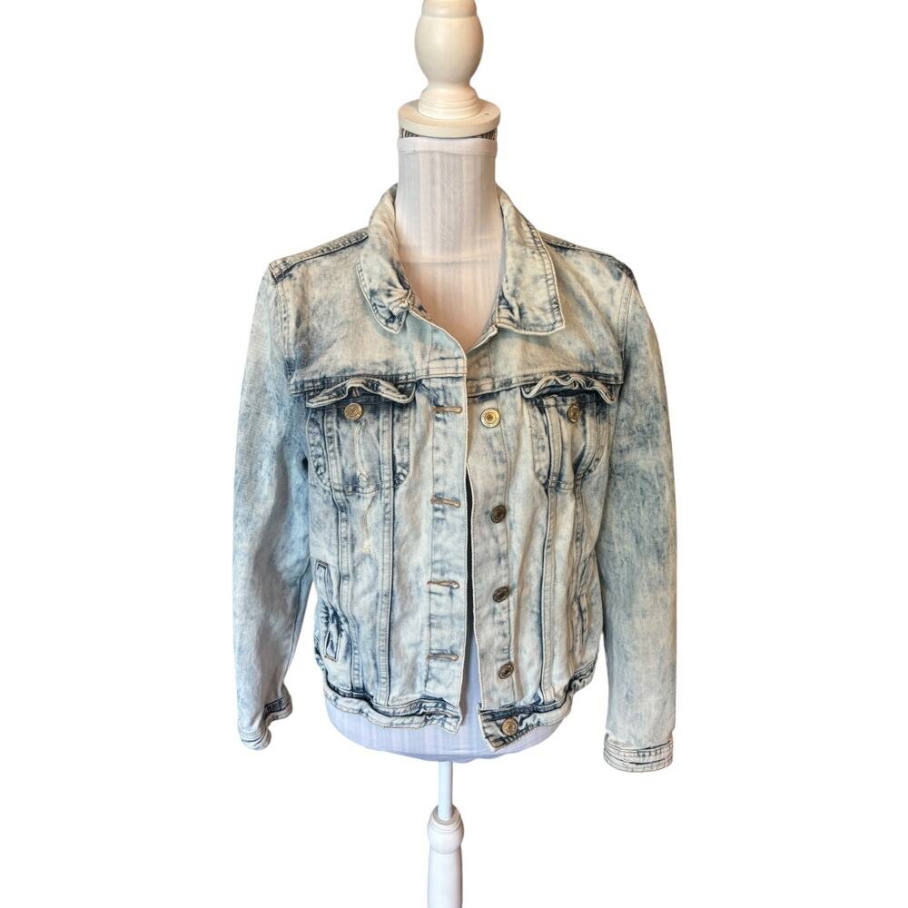 Denim & Co Denim White Washed Jean Jacket Size 12